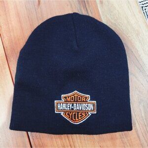 Harley-Davidson Iconic Black Bar and Shield Beanie with Orange Logo